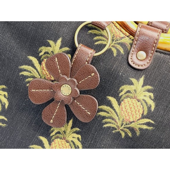 Relic By Fossil Pineapple Handbag Bamboo Black Cruise Tropical Purse Vacation - Picture 2 of 11